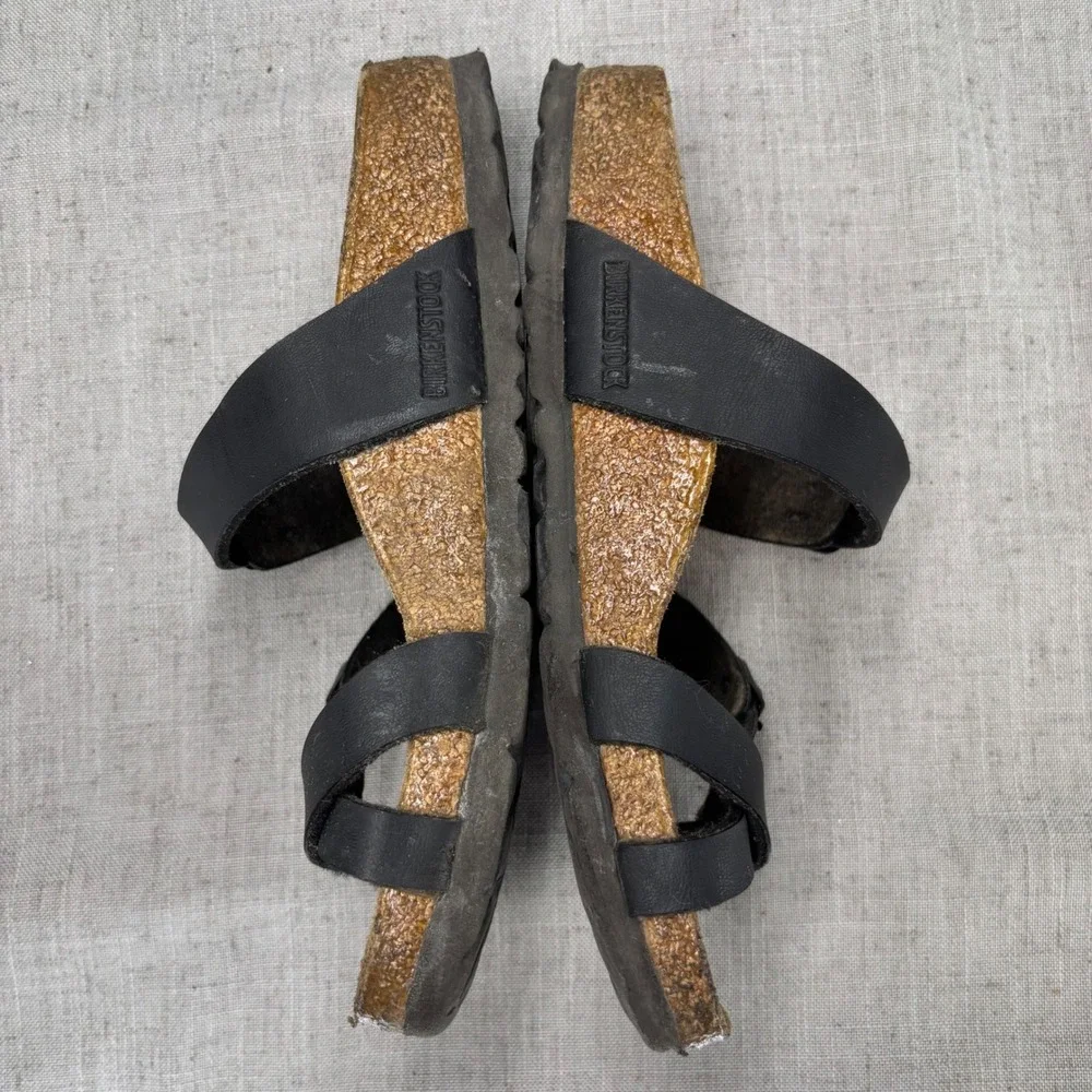 Birkenstock Mayari Sandals Black Birko-Flor Toe Loop Slip On Casual Kids EU 35